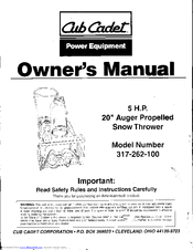Cub Cadet 317-262-100 Owner's Manual