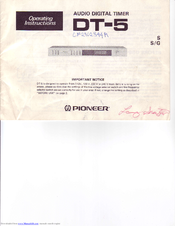 Pioneer DT-5 Operating Instructions Manual
