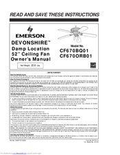 Emerson DEVONSHIRE CF670ORB01 Owner's Manual