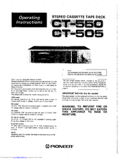 Pioneer CT-505 Operating Instructions Manual