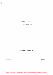 Auto-Sleeper 1993 Clubman GL Owner's Manual