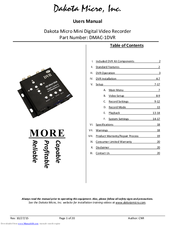 Dakota Micro DMAC-1DVR User Manual