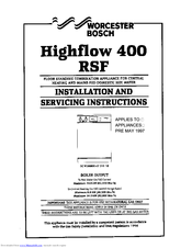 Worcester Highflow 400 RSF Installation And Servicing Instrucnions