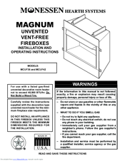 Monessen Hearth MCUF42 Installation And Operating Instructions Manual