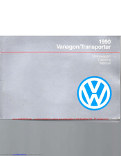 Volkswagen 1990 Transporter Onwers Manual