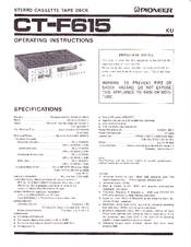 Pioneer CT-F615 Operating Instructions Manual