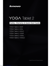 Lenovo YOGA TABLET 2 SERIES Safety, Warranty & Quick Start Manual