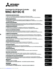 Mitsubishi Electric MAC-821SC-E Operating Instructions