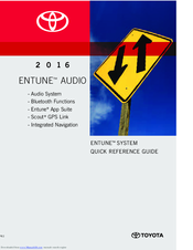 Toyota 2016 ENTUNE AUDIO Quick Reference Manual