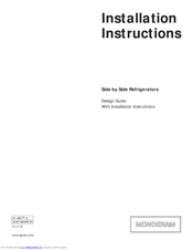 Monogram ZISP480DHSS Installation Instructions Manual