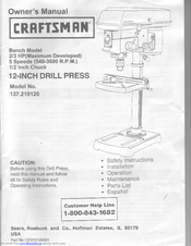 Craftsman 137.219120 Owner's Manual