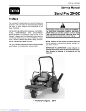 Toro Sand Pro 2040Z Service Manual