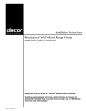 Dacor RNHP48 Renaissance Installation Instructions Manual
