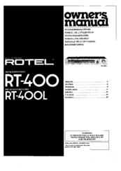 Rotel RT-400L Owner's Manual