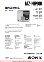 Sony Walkman MZ-MH900 Service Manual