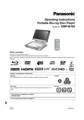 Panasonic DMPB100 - PORTABLE BLU-RAY DISC PLAYER Operating Instructions Manual