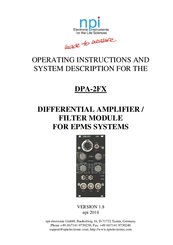 NPI DPA-2FX Operating Instructions And System Description