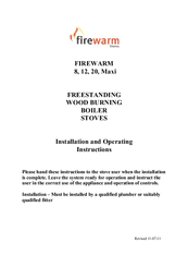 Firewarm stoves FIREWARM 8 Installation And Operating Instructions Manual