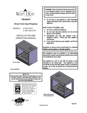 kozy heat Trimont TMT-3875-RF Installation And Operating Manual