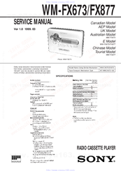 Sony WM-FX673 Service Manual