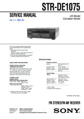 Sony STR-DE1075 - Fm Stereo/fm-am Receiver Service Manual