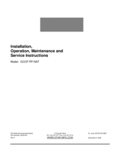 Lang GCOF-PPNATFD Installation, Operation, Maintenance And Service Instructions