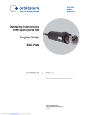 Orbitalum ESG Plus Operating Instructions With Spare Parts List