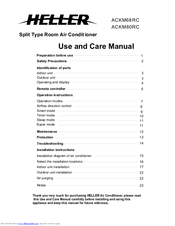 Heller ACKM80RC Use And Care Manual