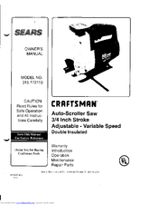Craftsman 315.172110 Owner's Manual