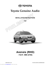 Toyota Audio 2000 Avensis Installation Instructions Manual