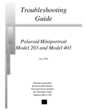 Polaroid MiniPortrait 403 Troubleshooting Manual