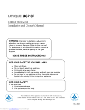 Unique UGP 6F Installation And Owner's Manual