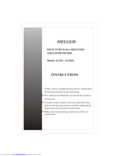 Heller ACH1 Instruction Manual
