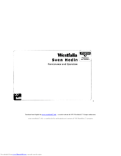 Westfalia SVEN HEDIN Maintenance And Operating Manual
