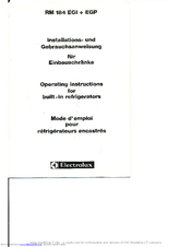 Electrolux RM 184 EGI + EGP Operating Instructions Manual
