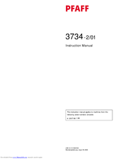 Pfaff 3734 - 2/01 Instruction Manual