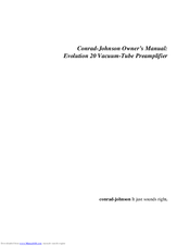 Conrad-Johnson Design Evolution 20 Owner's Manual