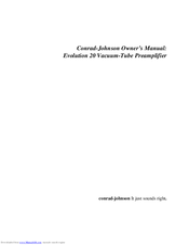 Conrad-johnson design Evolution 20 Owner's Manual