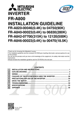 Mitsubishi electric FR-A800 Manuals | ManualsLib