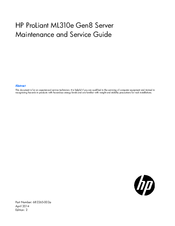 HP ProLiant ML310e Gen Maintenance And Service Manual