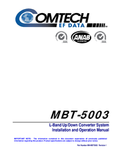 Comtech EF Data MBT-5003 Installation And Operation Manual