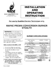 Wayne stealth Installation And Operating Instructions Manual