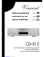 VINCENT CD-S1.2 Instructions For Use Manual