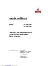 Deutz TCD 2012 Series Installation Manual