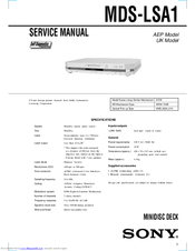 Sony MDS-LSA1 Service Manual
