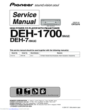 Pioneer DEH-1700 Service Manual