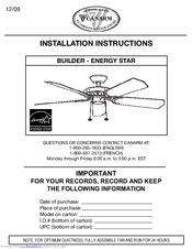 Canarm BUILDER Installation Instructions Manual