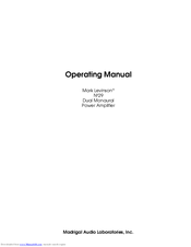 Madrigal Audio MARK LEVINSON 29 Operating Manual