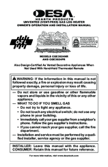 Desa CGE3924PR Owner's Operation And Installation Manual