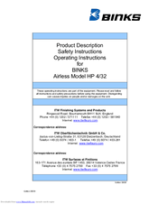 Binks HP 4/32 Operating Instructions Manual